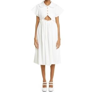 Kika Vargas Mabel Cutout Stretch Cotton Midi Dress White Women's Size M NWT